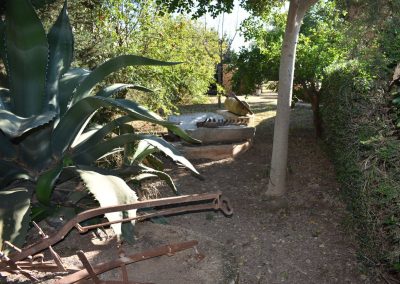 Apero de labranza antiguo y otros en jardín